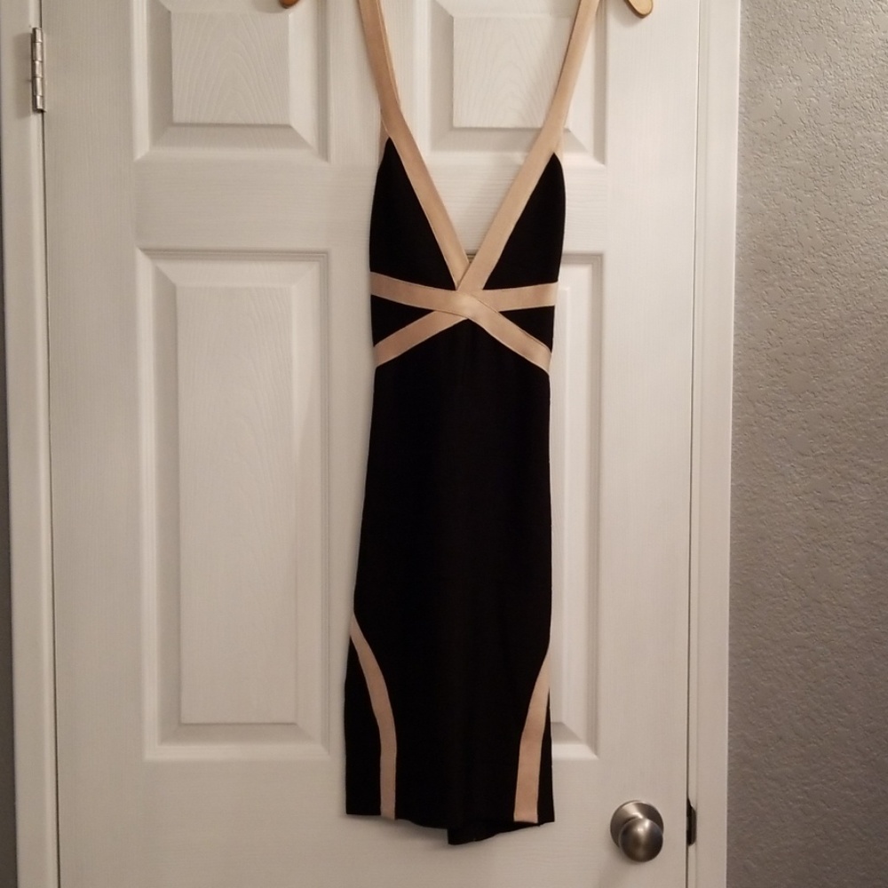 Sexy black an tan party dress